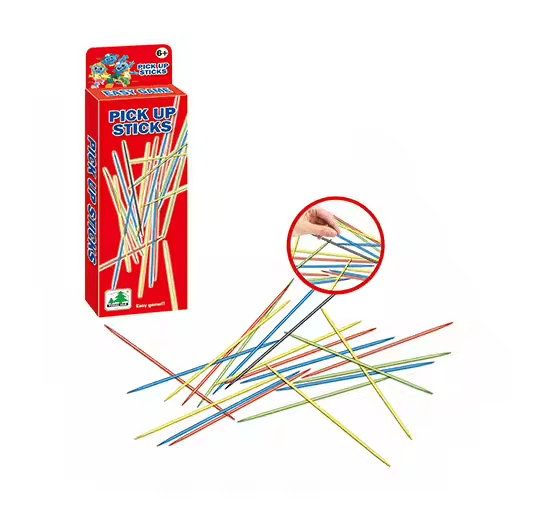 Pick-Up Sticks Game, 30-Piece Set with Multilingual Instructions