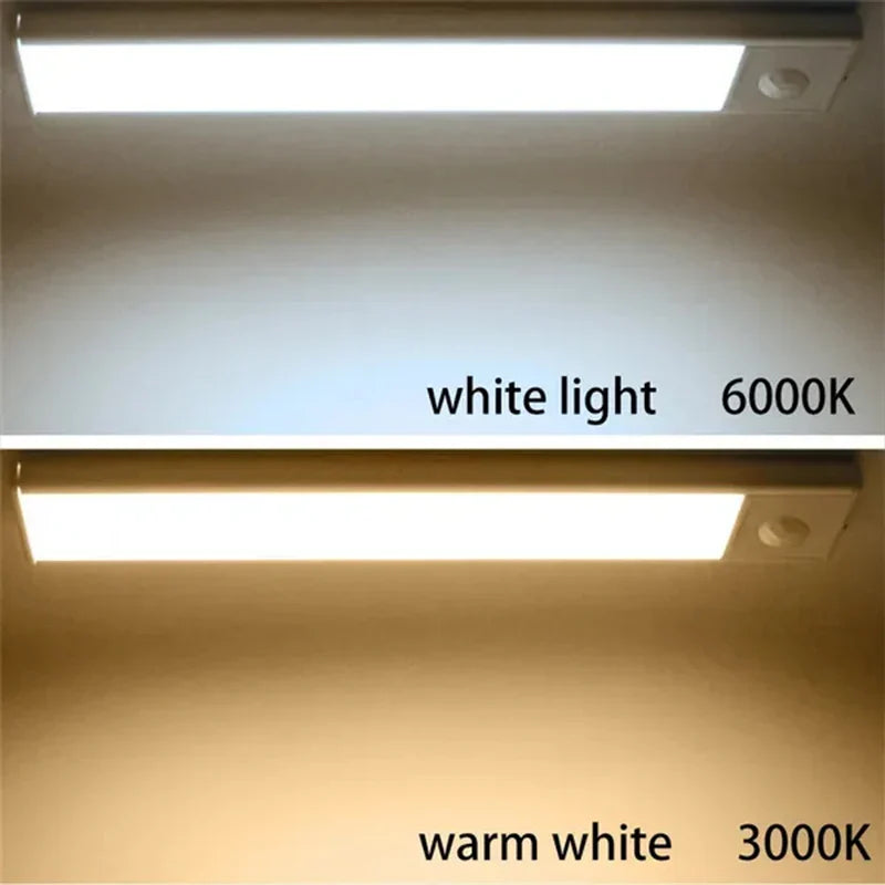 PIR Motion Sensor LED Under - Cabinet Rechargeable Night Light — Dimmable Magnetic Closet Stair Kitchen Light Bar (10–50 cm / 4–20 in) - PhishStones Products