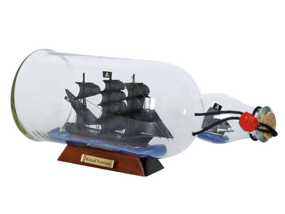 Black Bart's Royal Fortune Model Ship in a Glass Bottle 11""