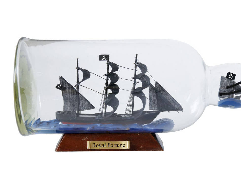 Black Bart's Royal Fortune Model Ship in a Glass Bottle 11""