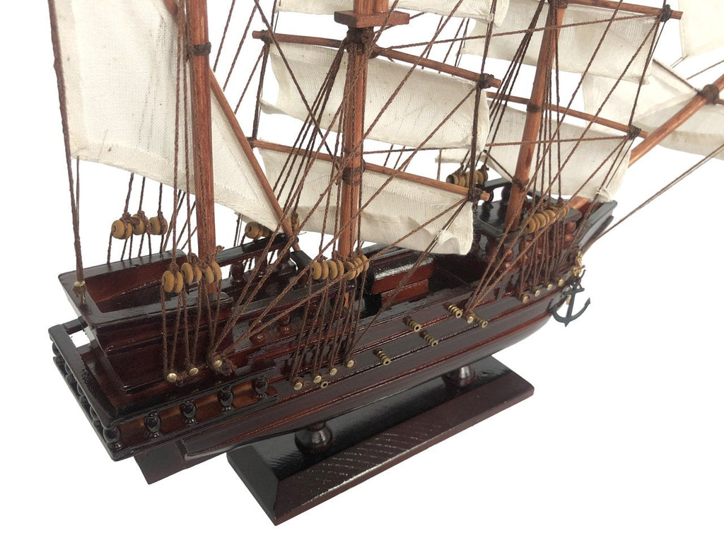 Wooden Caribbean Pirate White Sails Model Ship 15""