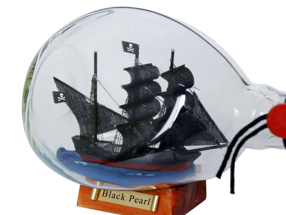 Black Pearl Pirate Ship in a Glass Bottle 7""