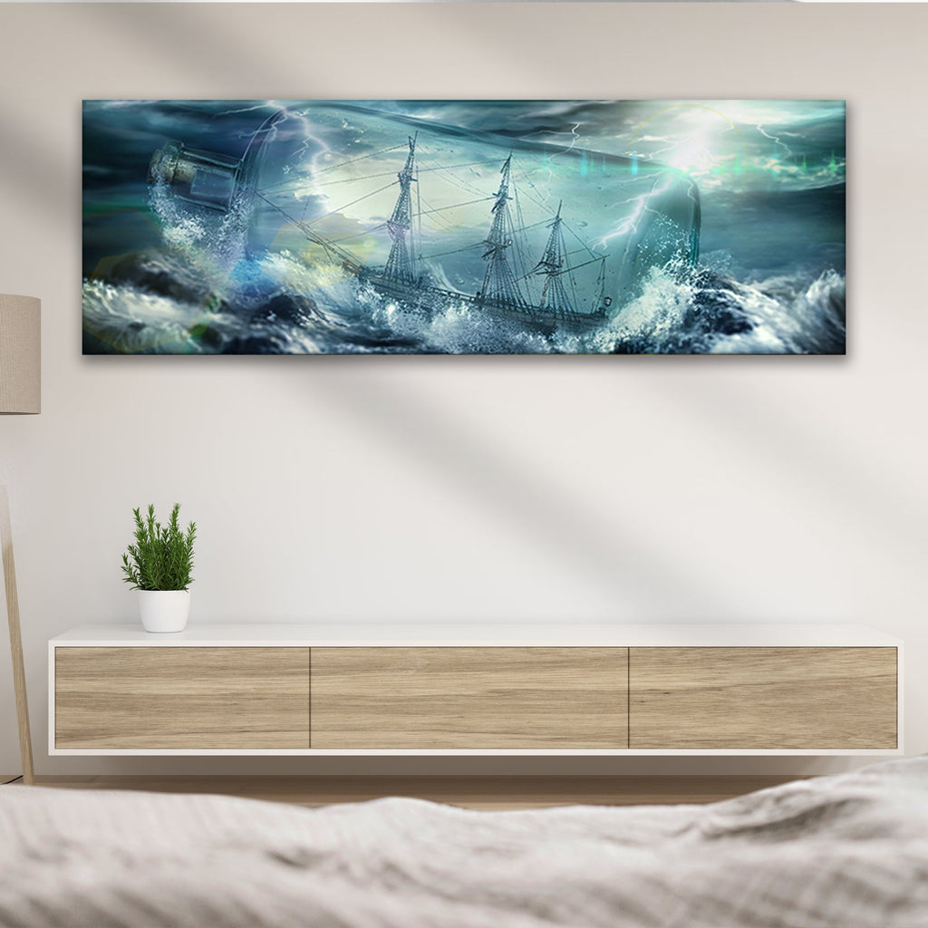 Pirate Ship In A Bottle Canvas Wall Art - PhishStones Products