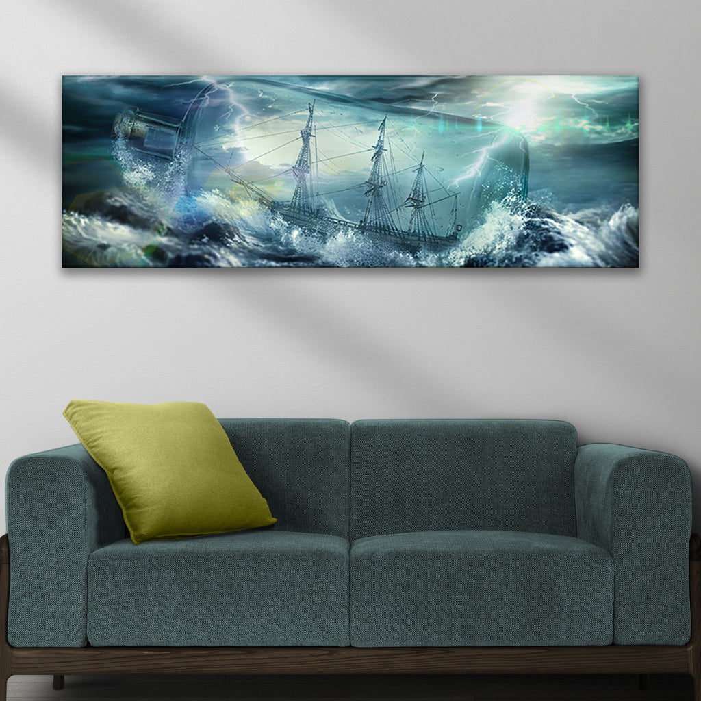 Pirate Ship In A Bottle Canvas Wall Art - PhishStones Products