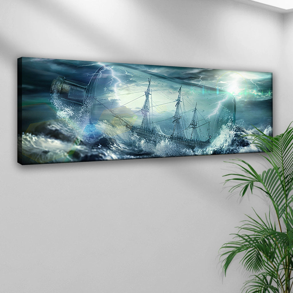 Pirate Ship In A Bottle Canvas Wall Art - PhishStones Products