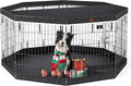 PJYuCien Dog Playpen, 8 Panels 30’’H Dog Pens Indoor with Bottom Pad and Top Cover, Metal Foldable Pet Puppy Exercise Fence Crate Kennel, Better for Small Animals,Black - PhishStones Products