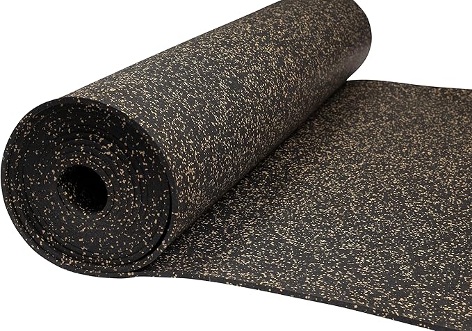 Playsafer Genaflex Rubber Gym Floor Mat, Heavy Duty Commercial Protective Gym Flooring Roll - 8mm Thick (4' X 6', 15% Tan) - PhishStones Products