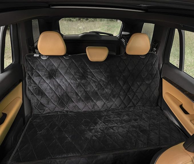 Plush Paws Products Velvet Rear Car Seat Protector w/o Hammock | Washable & Waterproof Back Seat Dog Cover for Car, Truck, & SUV | Nonslip, Tear Resistant Pet Seat Cover | X - Large Charcoal - PhishStones Products