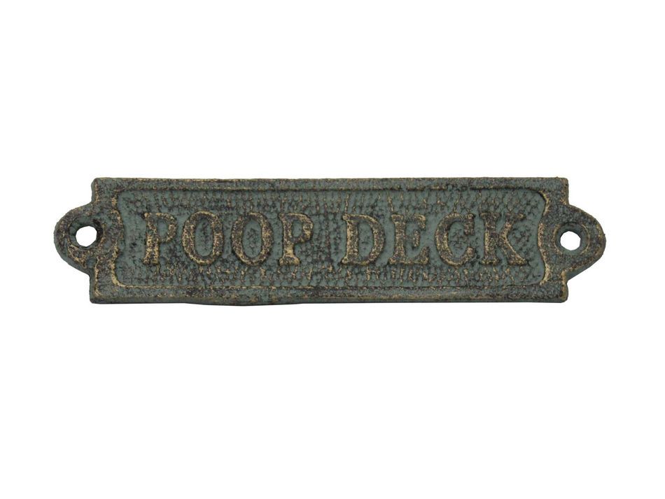 Antique Seaworn Bronze Cast Iron Poop Deck Sign 6""