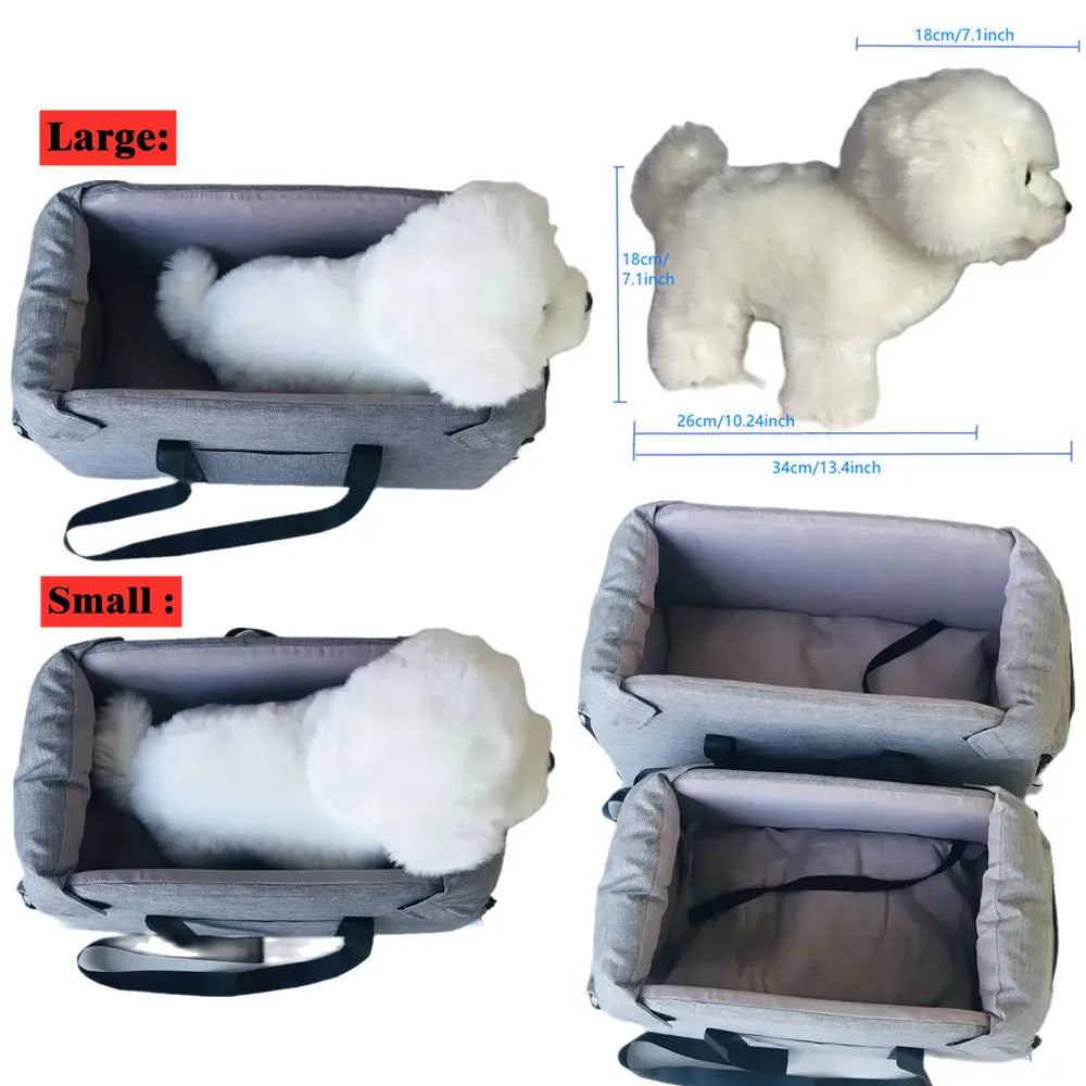 Portable Car Dog Seat Bed for Small Dogs & Cats - Travel Pet Carrier, Waterproof & Removable - PhishStones Products