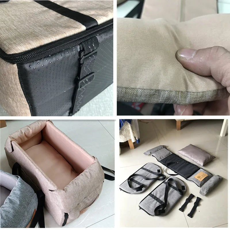 Portable Car Dog Seat Bed for Small Dogs & Cats - Travel Pet Carrier, Waterproof & Removable - PhishStones Products