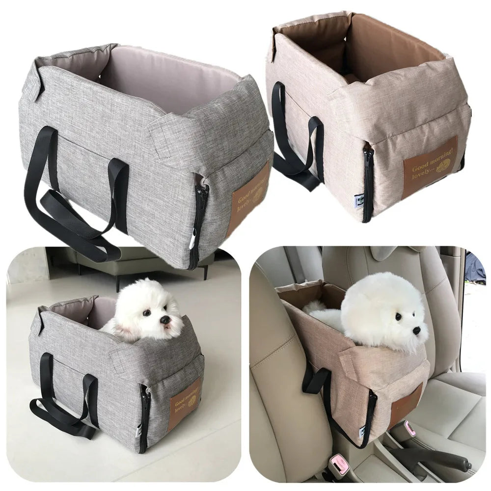 Portable Car Dog Seat Bed for Small Dogs & Cats - Travel Pet Carrier, Waterproof & Removable - PhishStones Products