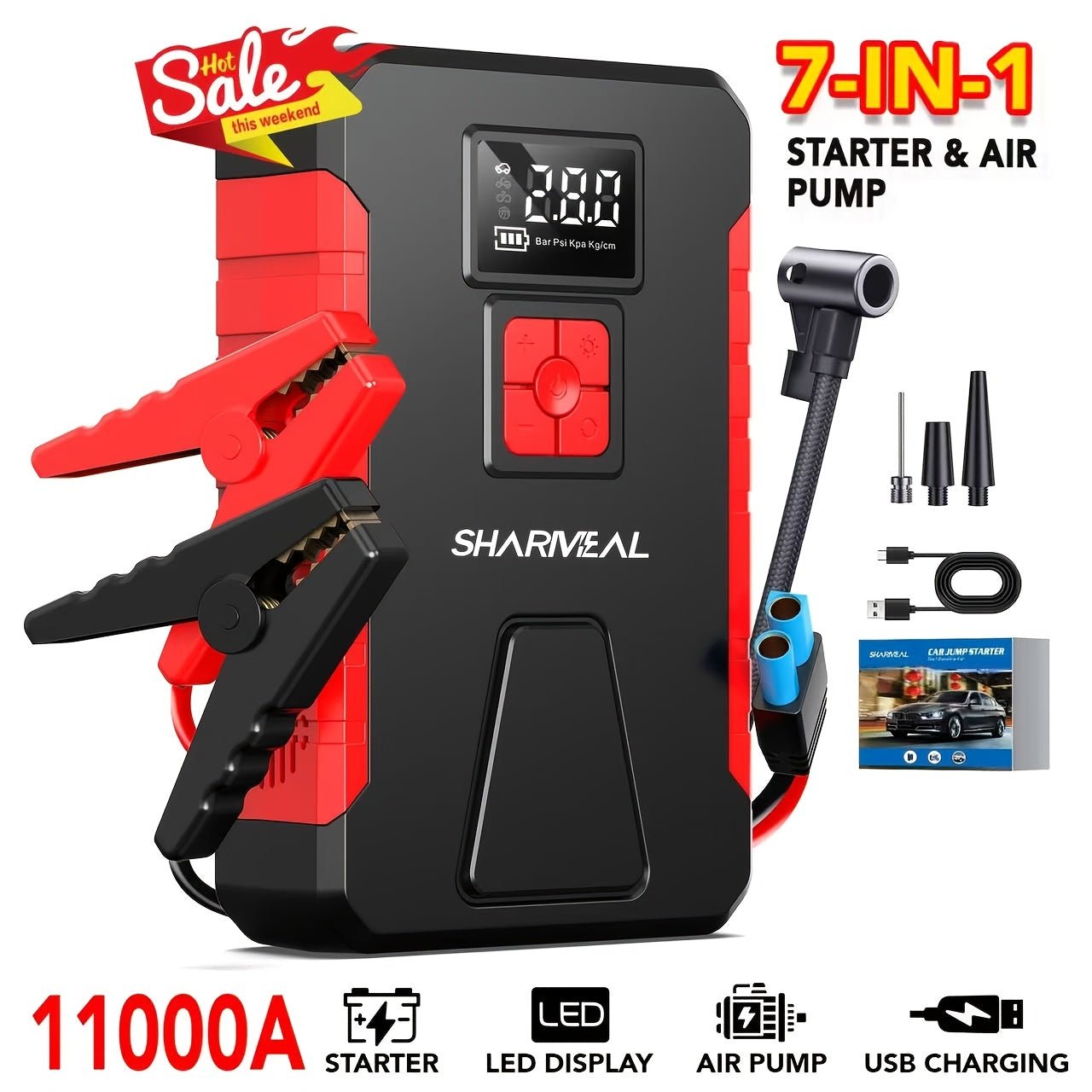 Portable Car Jump Starter with Air Compressor - PhishStones Products