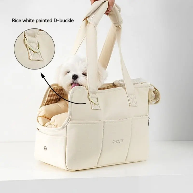 Portable Cotton Pet Sling Carrier for Small Dogs & Cats – Shoulder Handbag, Small 34×17×25cm (13.4×6.7×9.8in) & Medium 43×19×31cm (16.9×7.5×12.2in) - PhishStones Products