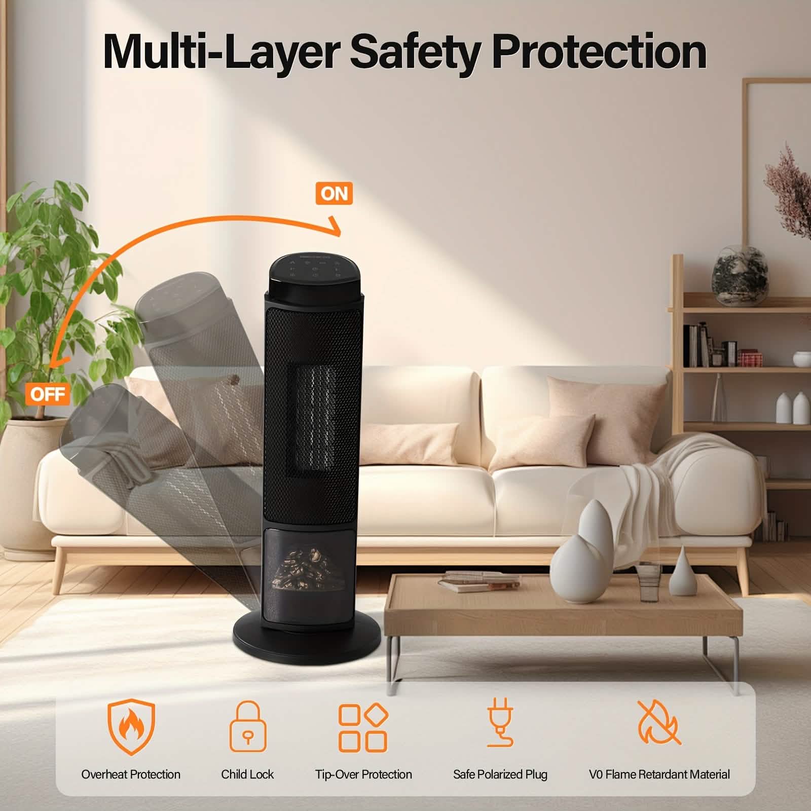 Portable Electric Space Heater with Remote & Thermostat - PhishStones Products