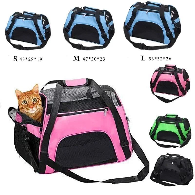 Portable Mesh Pet Carrier Bag – Breathable Foldable Travel Handbag for Small Dogs & Cats - PhishStones Products