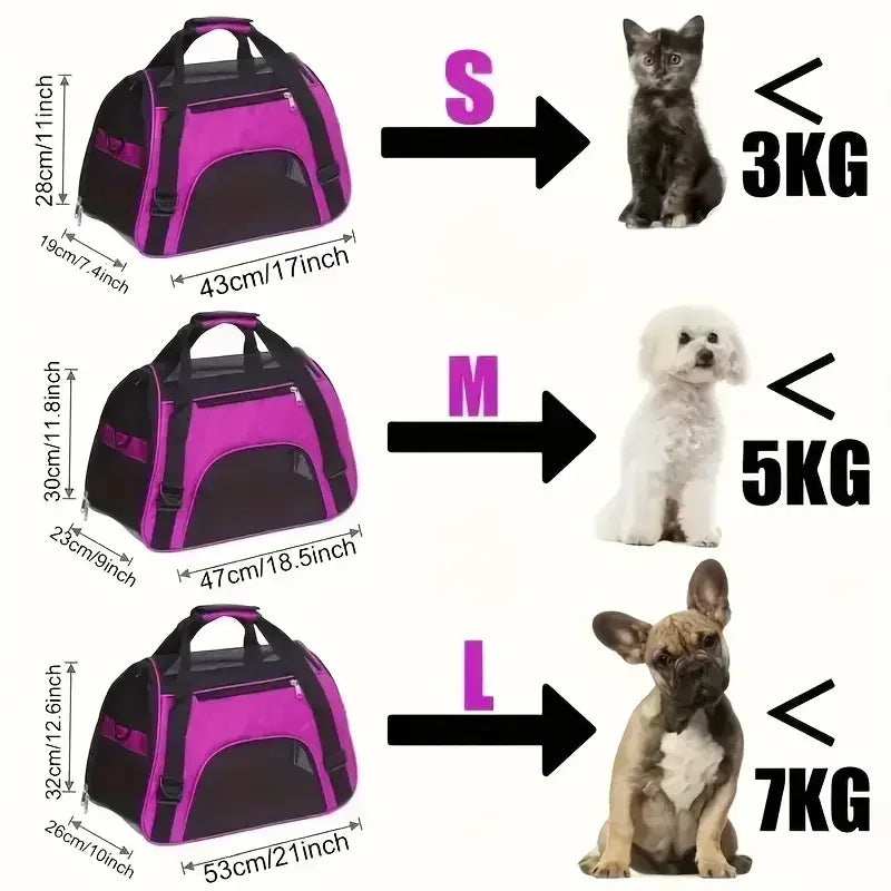 Portable Mesh Pet Carrier Bag – Breathable Foldable Travel Handbag for Small Dogs & Cats - PhishStones Products