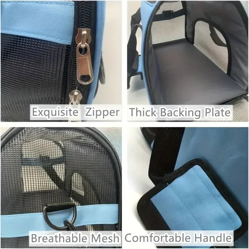 Portable Mesh Pet Carrier Bag — Foldable Breathable Travel Handbag for Small Cats & Dogs - PhishStones Products