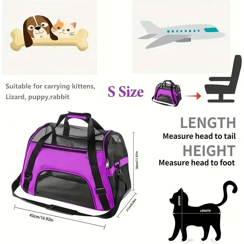 Portable Mesh Pet Carrier Bag — Foldable Breathable Travel Handbag for Small Cats & Dogs - PhishStones Products