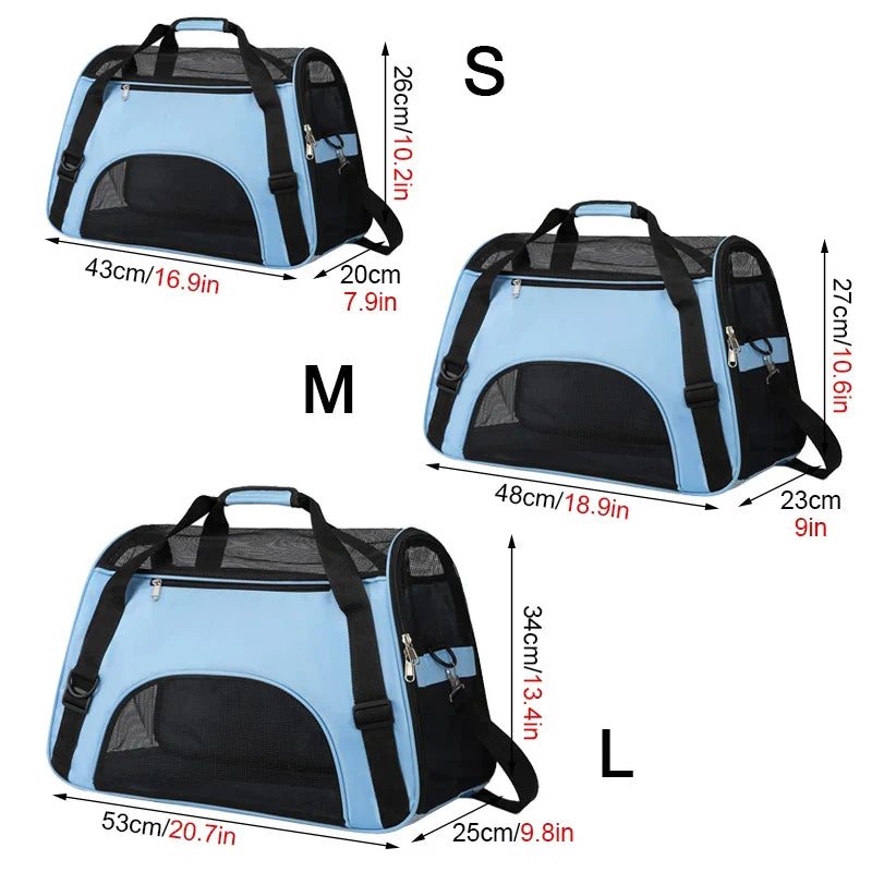 Portable Mesh Pet Carrier – Breathable Foldable Travel Handbag for Cats & Small Dogs - PhishStones Products
