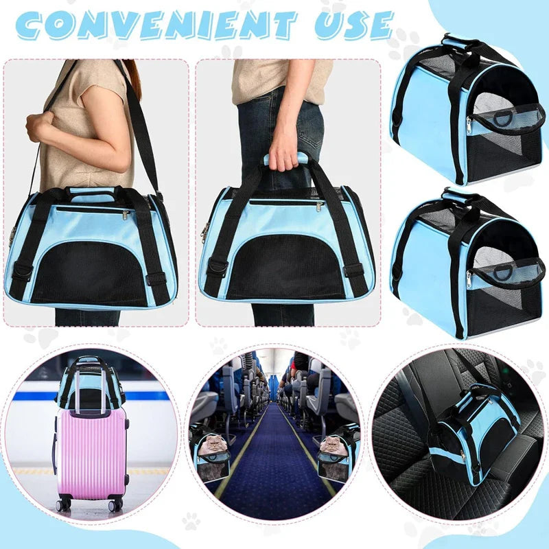 Portable Mesh Pet Carrier – Breathable Foldable Travel Handbag for Cats & Small Dogs - PhishStones Products