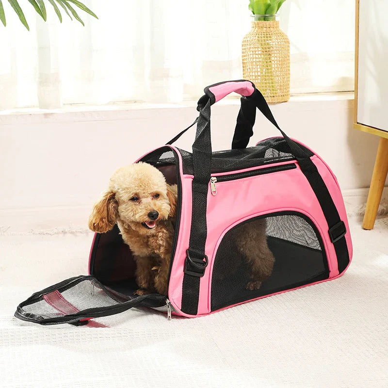 Portable Mesh Pet Carrier – Breathable Foldable Travel Handbag for Cats & Small Dogs - PhishStones Products