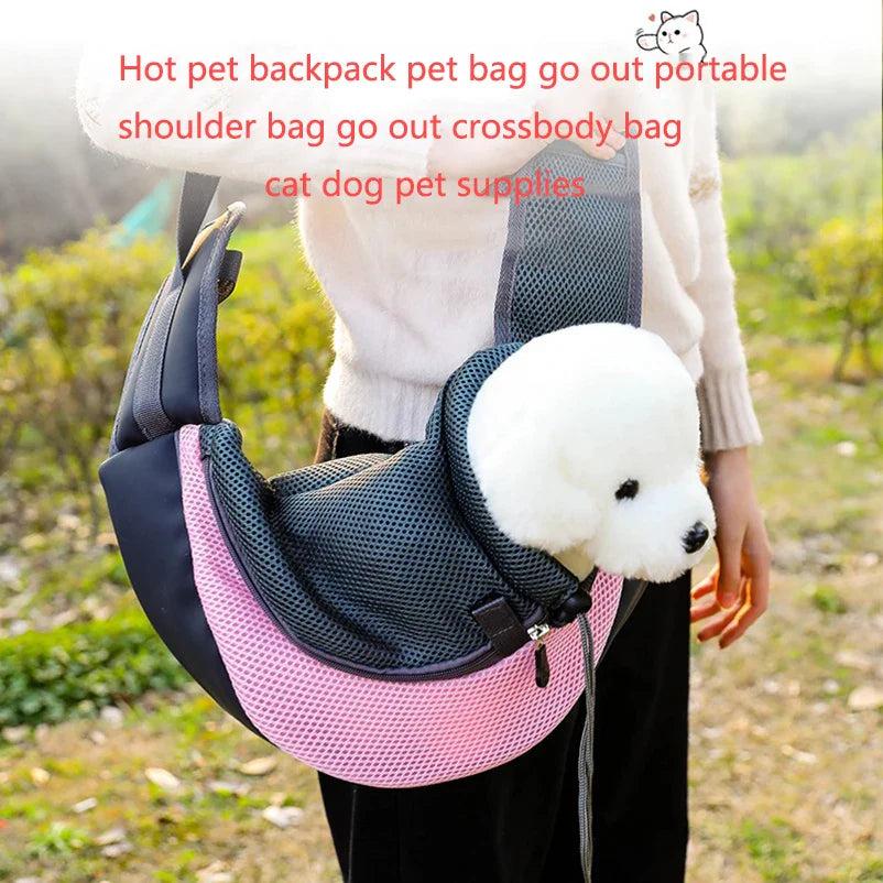 Portable Nylon Pet Carrier Sling – Hands - Free Shoulder Crossbody Bag for Small Dogs & Cats - PhishStones Products