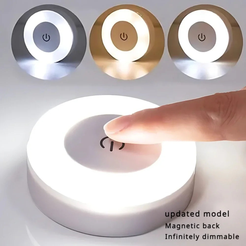 Portable USB Rechargeable LED Night Light - Touch Round Table Lamp for Bedroom, Kids Room & Living Room - PhishStones Products