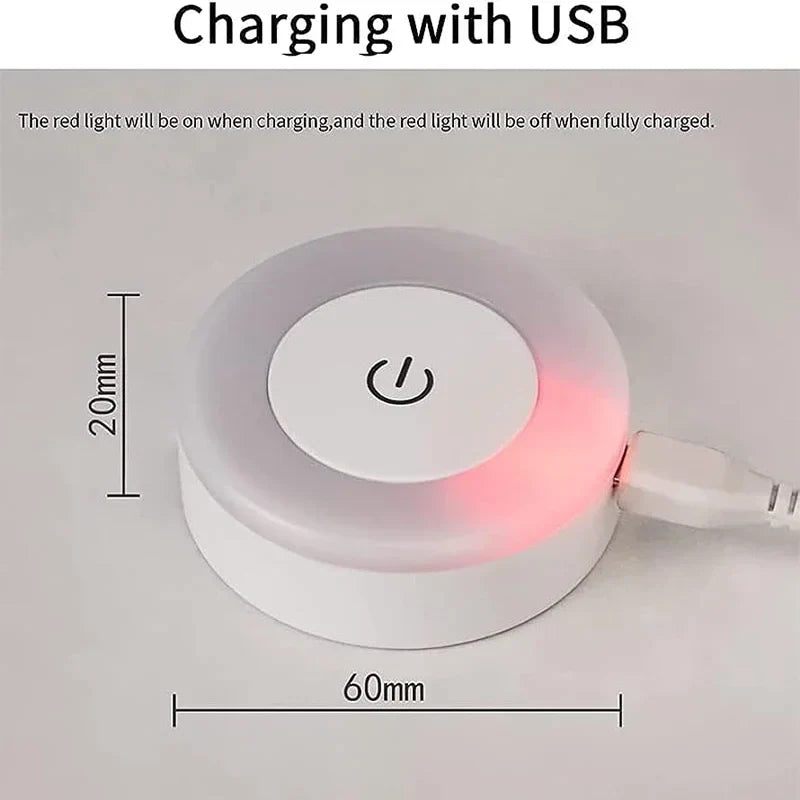 Portable USB Rechargeable LED Night Light - Touch Round Table Lamp for Bedroom, Kids Room & Living Room - PhishStones Products
