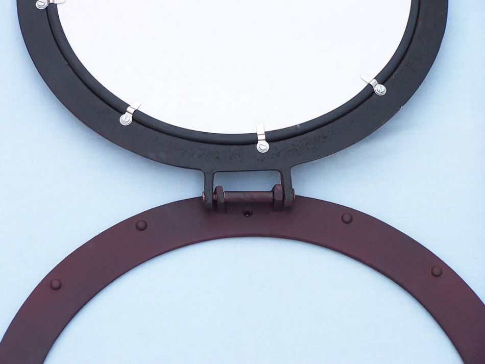 Rustic Aluminum Deluxe Class Decorative Ship Porthole Mirror 17""