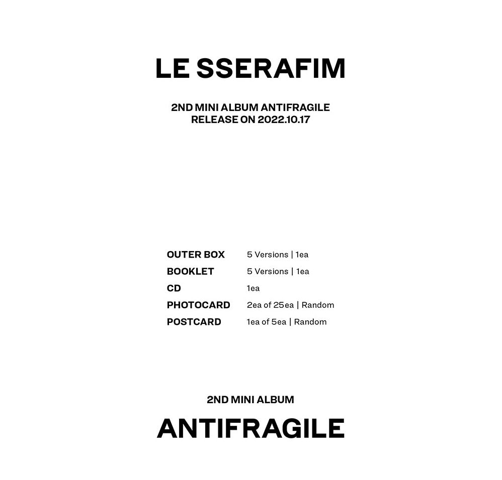 LE SSERAFIM 2nd Mini Album - Antifragile (Compact Ver)