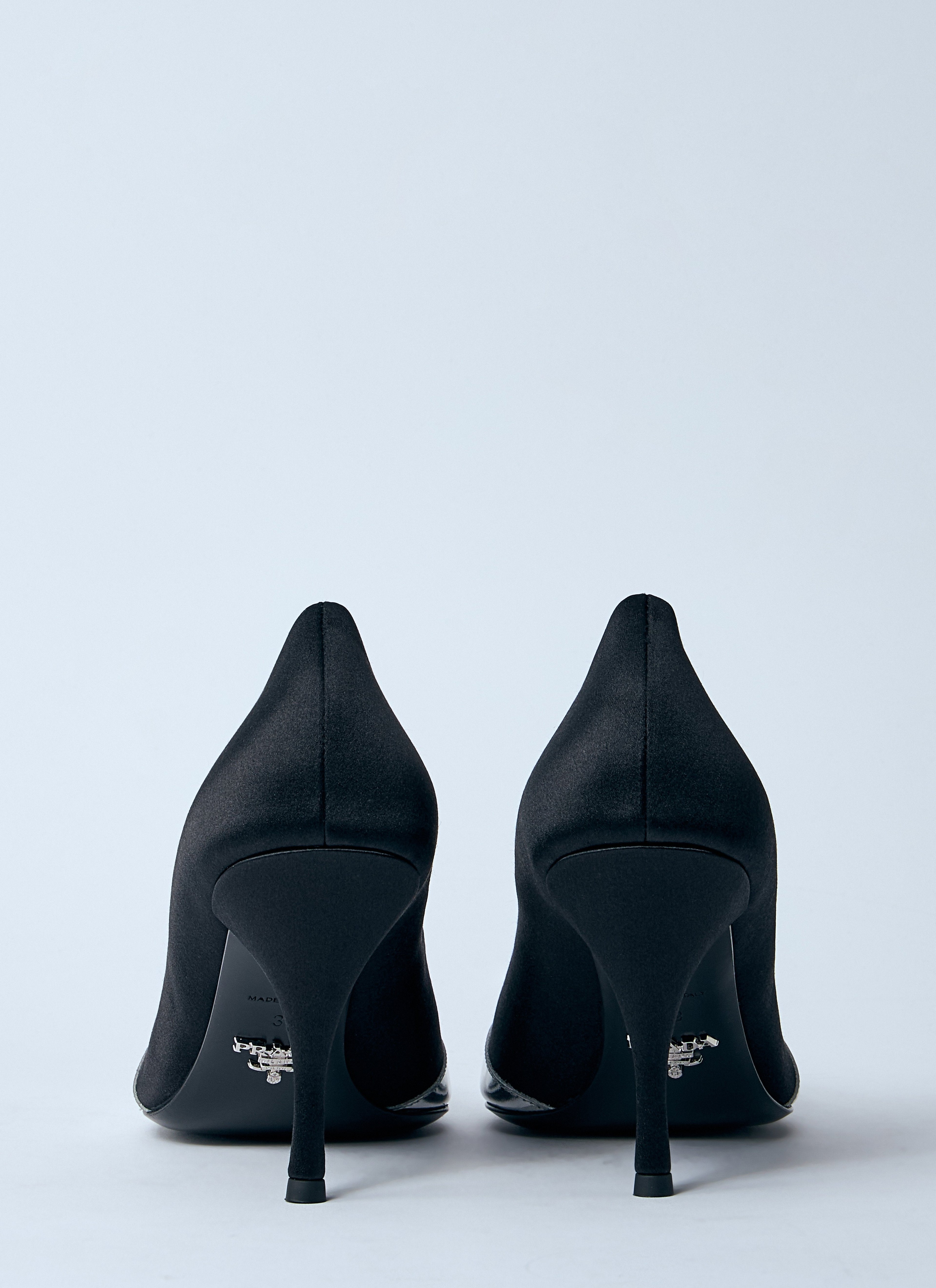 Prada Women Satin And Metallic Heeled Pumps