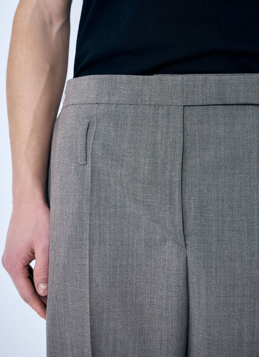 Prada Men Belted Tailored Wool-Blend Pants