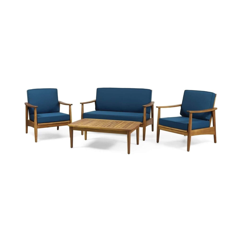 Alora Premium 4-Piece Wooden Outdoor Patio Conversation Seating Set With Cushions (SAK31469)