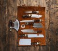 Premium Outdoor Kitchen Knife Set | Hand - Forged Chef & Hunting Knives with Leather Roll – Camping & BBQ Ready - PhishStones Products
