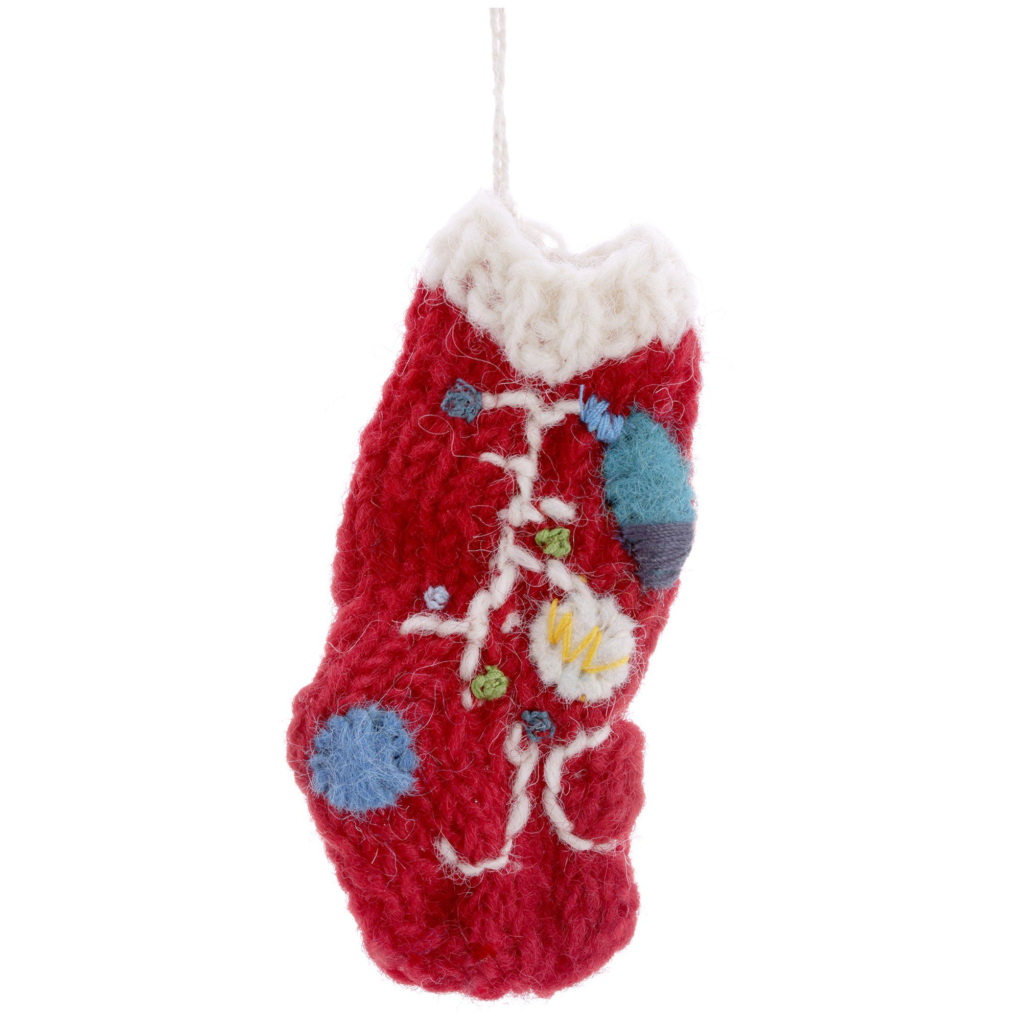 GreaterGood Knitted Christmas Lights Stocking Wool Ornament