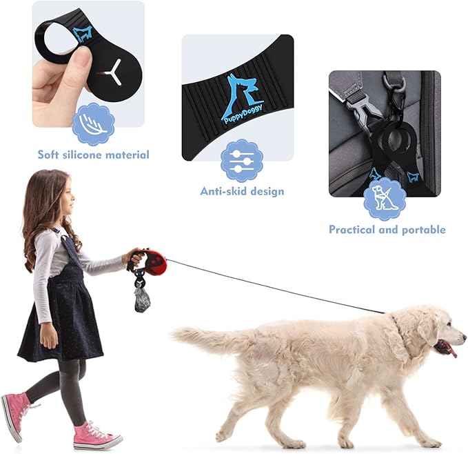 PuppyDoggy Dog Poop Bag Holder for Leash Waste Bag Carrier Dog Poop Bag Dispenser for Walking Running Bicycle Accessory 4 pieces (Blue) - PhishStones Products