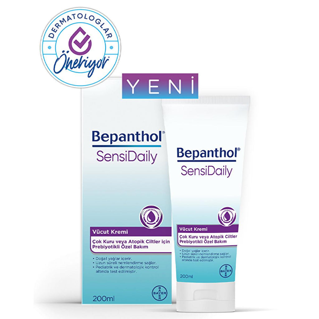 Bepanthol: SensiDaily Body Cream - Long Lasting Moisturizer for Sensitive Skin - Dermatologically & Pediatric Tested, Natural Oils, Skin Barrier Protection, 200ml