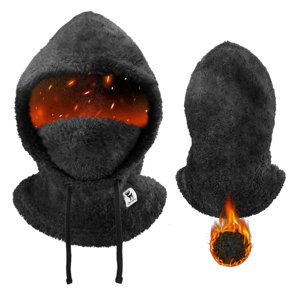 Qunature Thermal Fleece Helmet Liner – Windproof Balaclava Hood for Skiing and Winter Sports