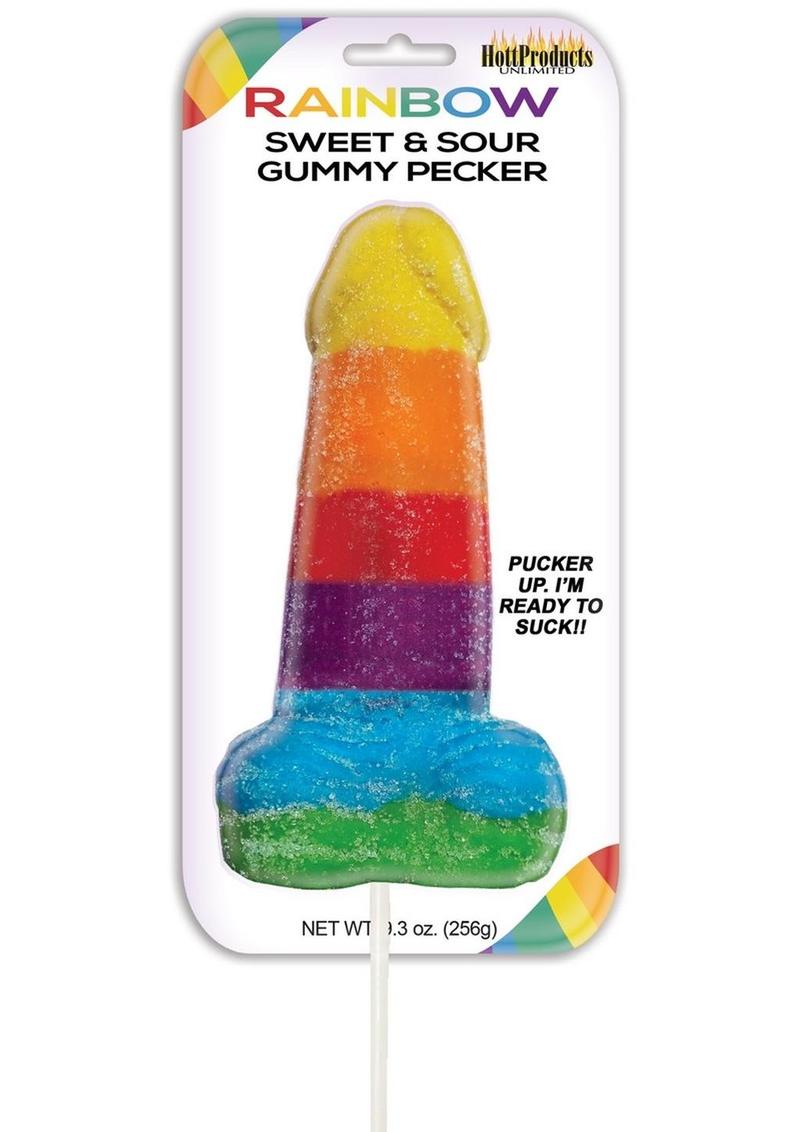 Rainbow Sweet and Sour Jumbo Gummy Pecker - PhishStones Products