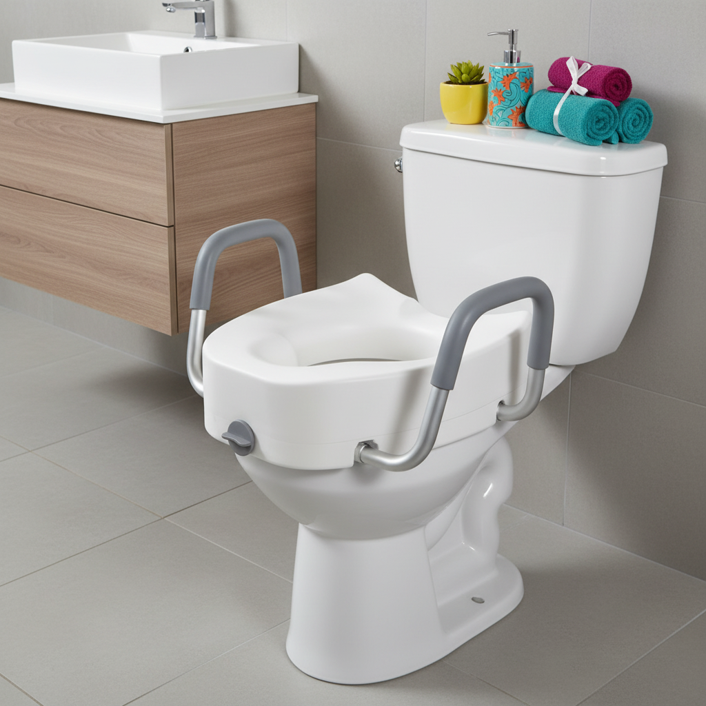 Drive Medical Raised Toilet Seat, 5-Inch Elongated with Aluminum Arms