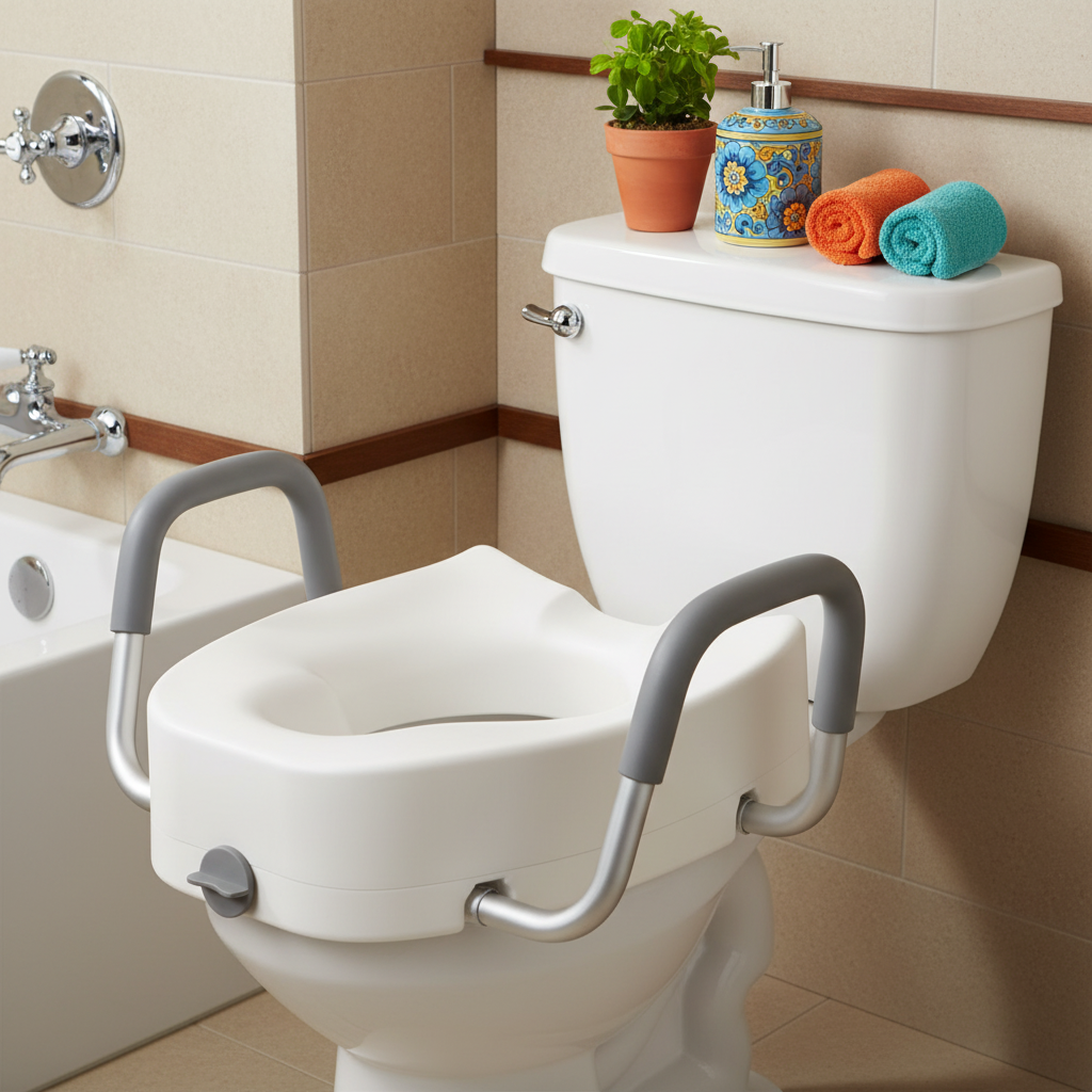 Drive Medical Raised Toilet Seat, 5-Inch Elongated with Aluminum Arms