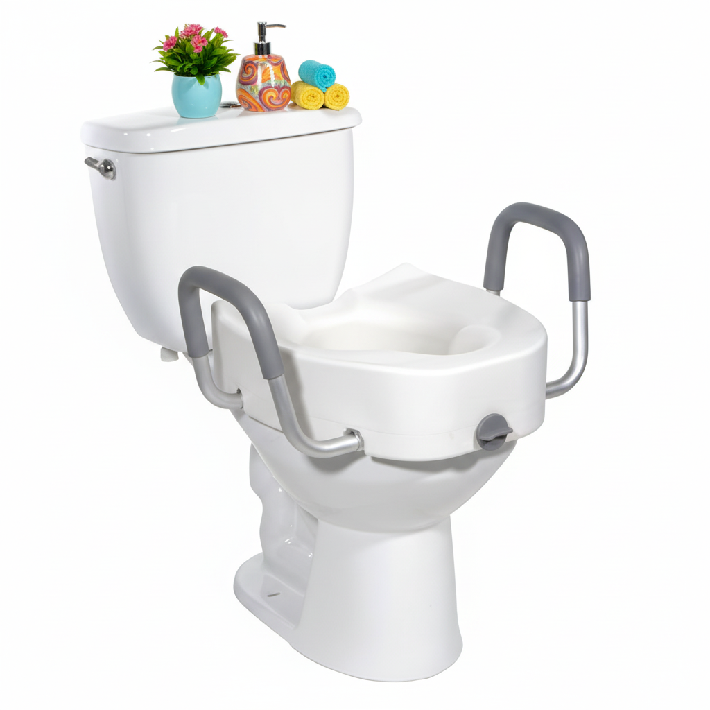 Drive Medical Raised Toilet Seat, 5-Inch Elongated with Aluminum Arms