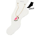 Rani Wood Watercolor Watermelon Charm Link Chain Anklet
