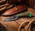 Rasp Forged Knife – D2 Steel Frontier Belt Knife with Pine Cone Handle - PhishStones Products