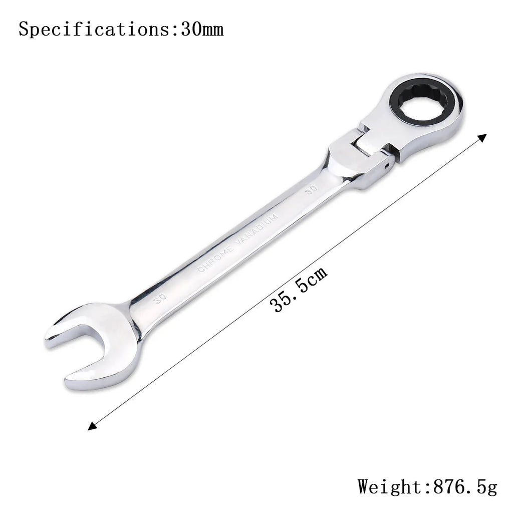 Ratchet Wrench of Keys Spanner Set Hand Tool 72 - Tooth Ratcheting Flexible Head Mirror Finish 6mm - 27mm Auto and Home Repair 1 pcs - PhishStones Products
