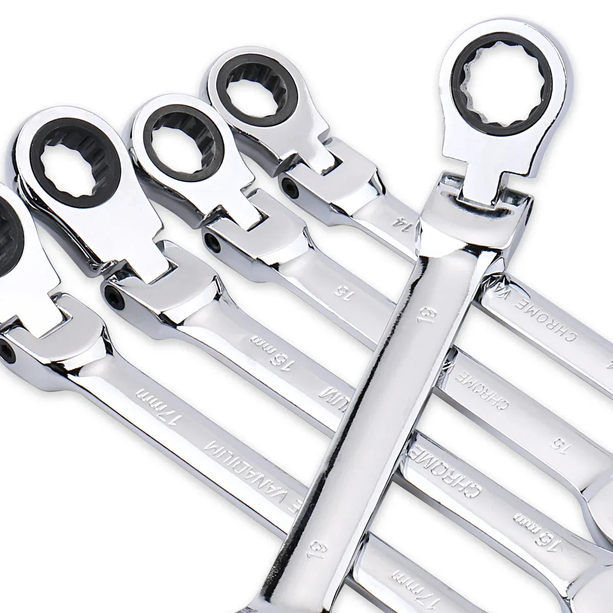Ratchet Wrench of Keys Spanner Set Hand Tool 72 - Tooth Ratcheting Flexible Head Mirror Finish 6mm - 27mm Auto and Home Repair 1 pcs - PhishStones Products