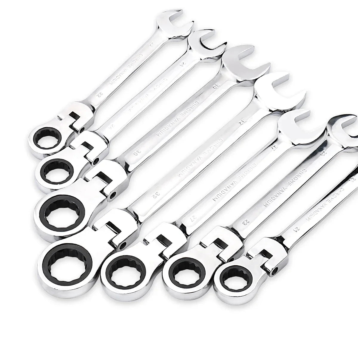 Ratchet Wrench of Keys Spanner Set Hand Tool 72 - Tooth Ratcheting Flexible Head Mirror Finish 6mm - 27mm Auto and Home Repair 1 pcs - PhishStones Products