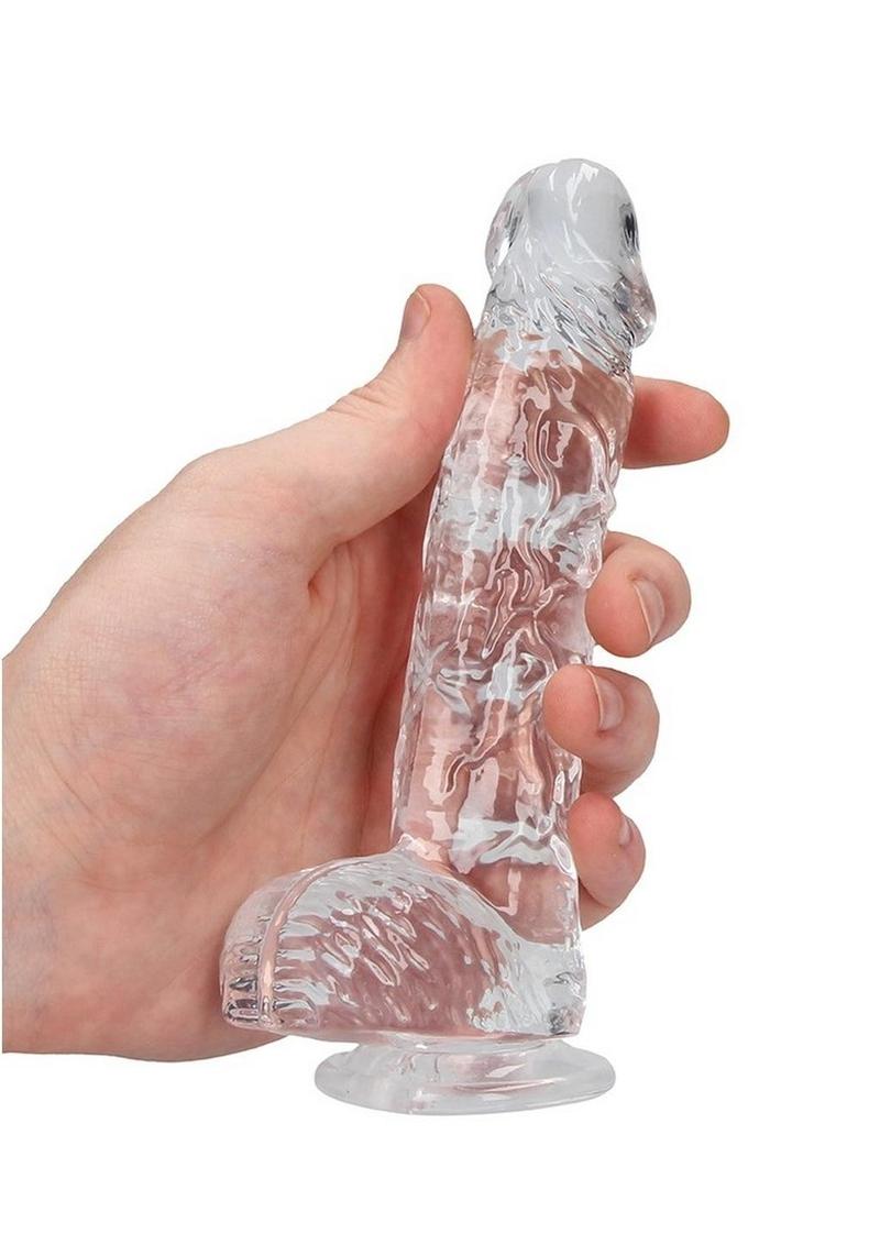 Realrock Crystal Clear Dildo with Balls - PhishStones Products
