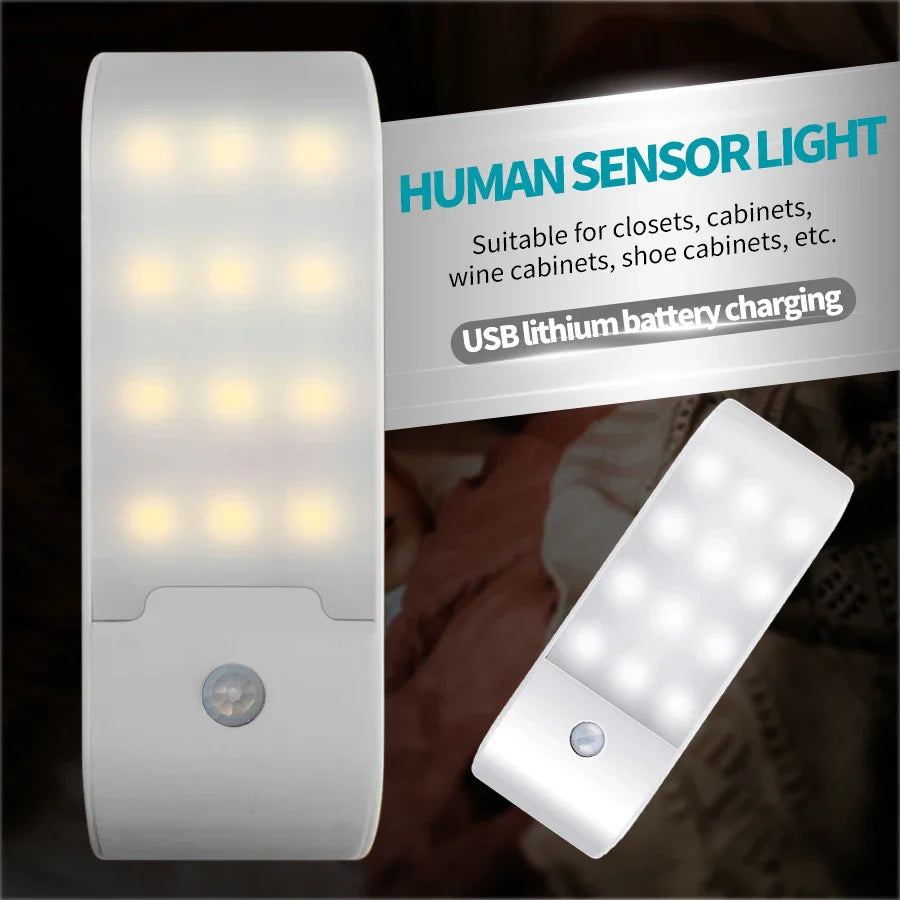 Rechargeable Motion Sensor LED Night Light – Portable Emergency Rectangular Nightlight, 10 cm (3.9 in), 5V - PhishStones Products